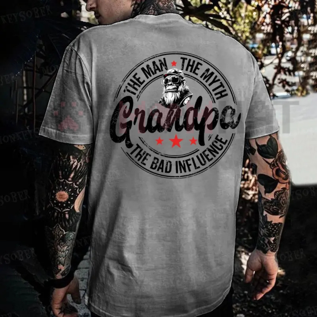 "The Man, The Myth, The Bad Influence" Grandpa T-Shirt