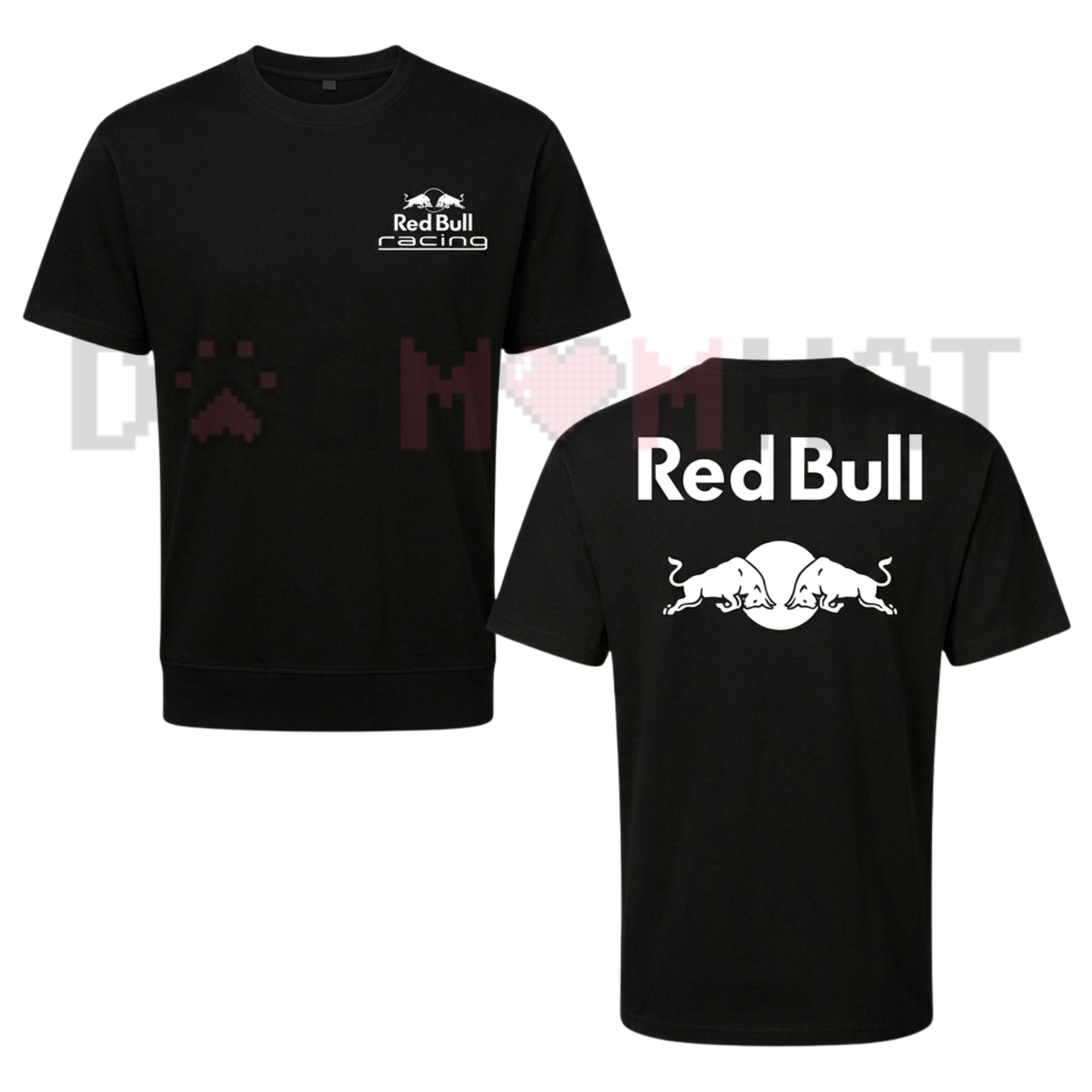 Vintage Black & White Racing Double-Sided T-Shirt