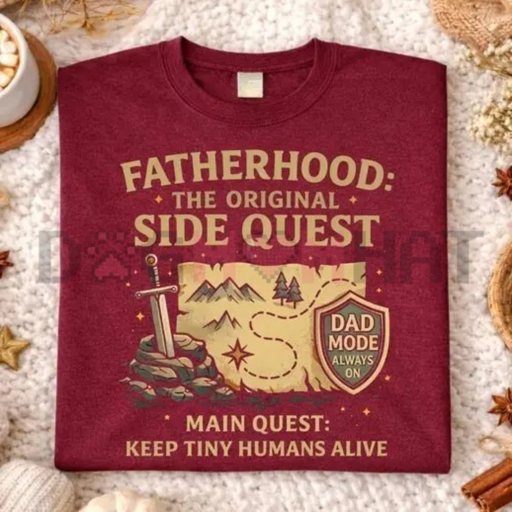 Fatherhood The Original Side Quest T-Shirt – Funny Gamer Dad Tee