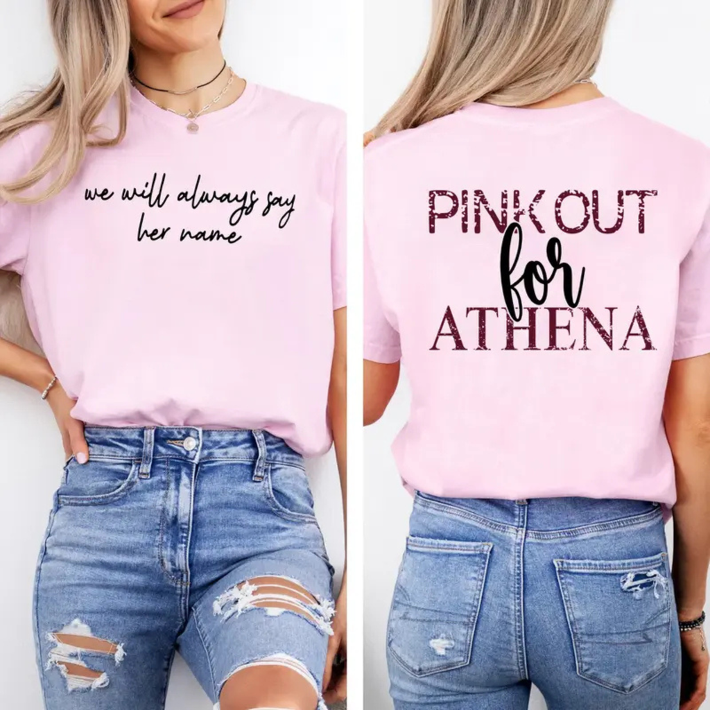 Pink Out For Athena T-Shirt – Justice For Athena Strand Memorial Tee