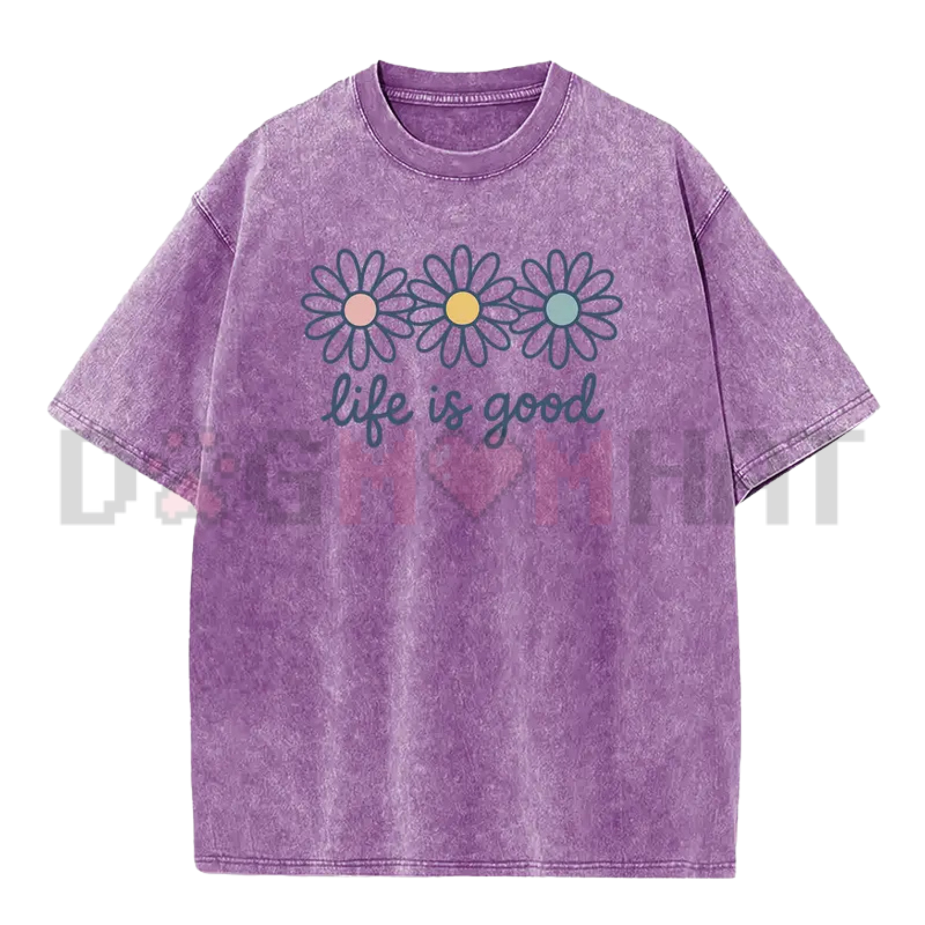 Holafish Acid Wash Daisy Print T-Shirt