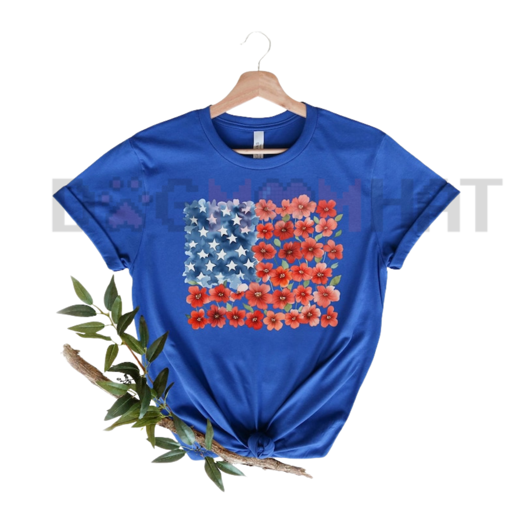 Floral American Flag T-Shirt – Patriotic Poppy Botanical Tee
