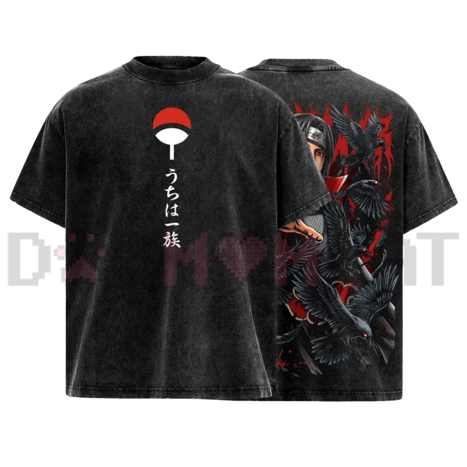 Uchiha Clan Red Eye Crow Graphic Tee