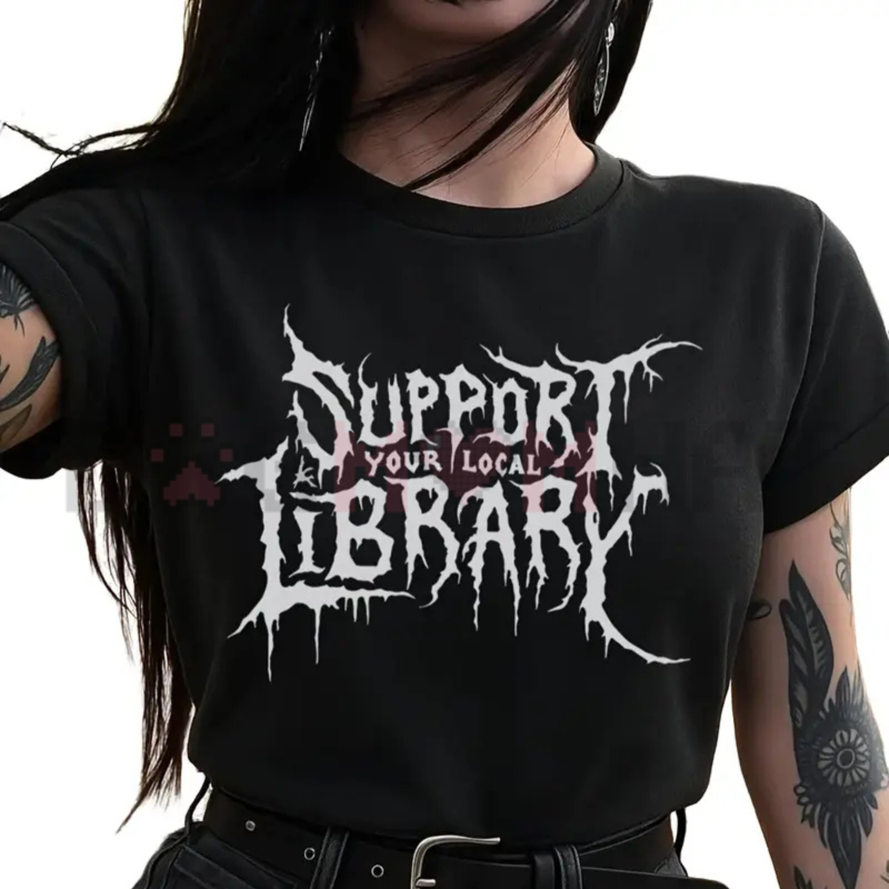 "Support Your Local Library" Death Gothic Print T-Shirt