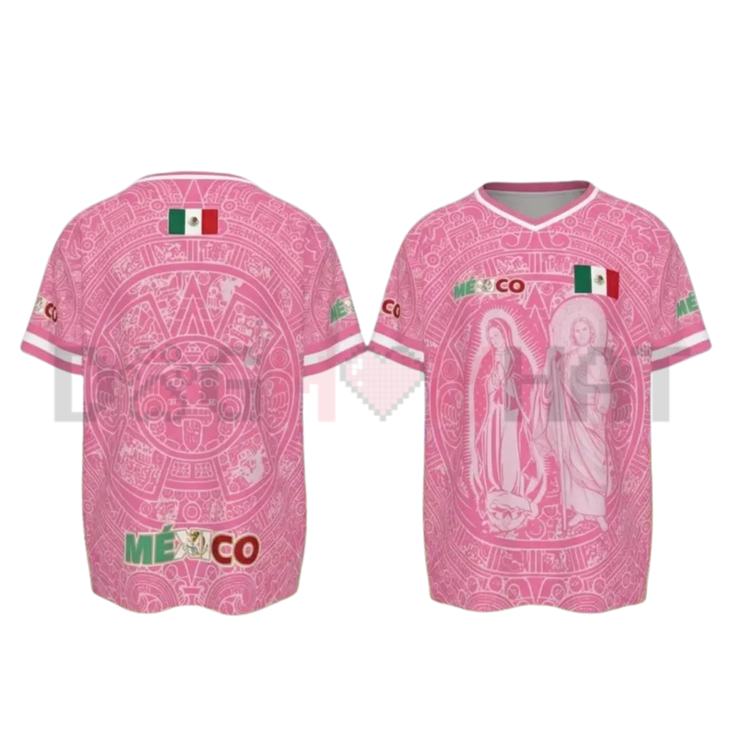 Light Pink Virgencita & San Juditas Mexico Soccer Jersey