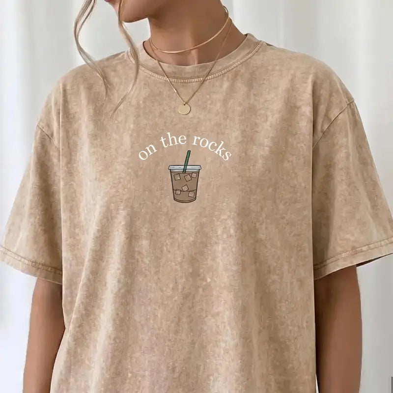 Washed Cotton Coffee Shirt – Iced Coffee Lover Gift