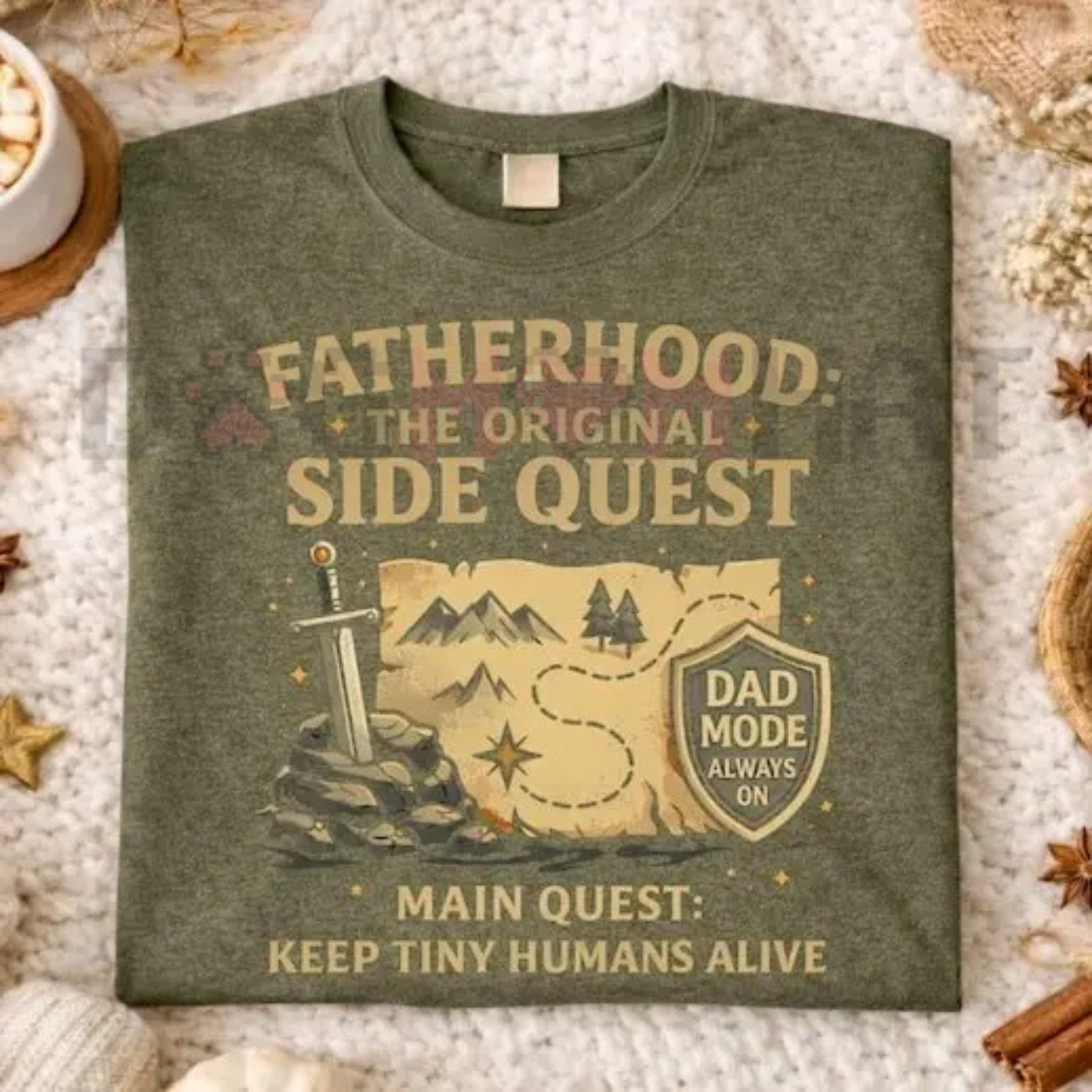 Fatherhood The Original Side Quest T-Shirt – Funny Gamer Dad Tee