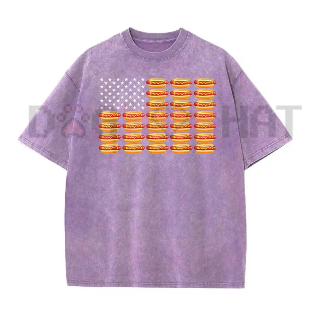 Hot Dog American Flag Patriotic BBQ T-Shirt