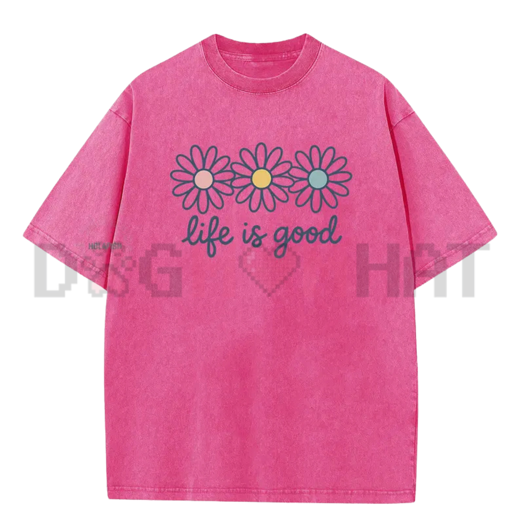 Holafish Acid Wash Daisy Print T-Shirt