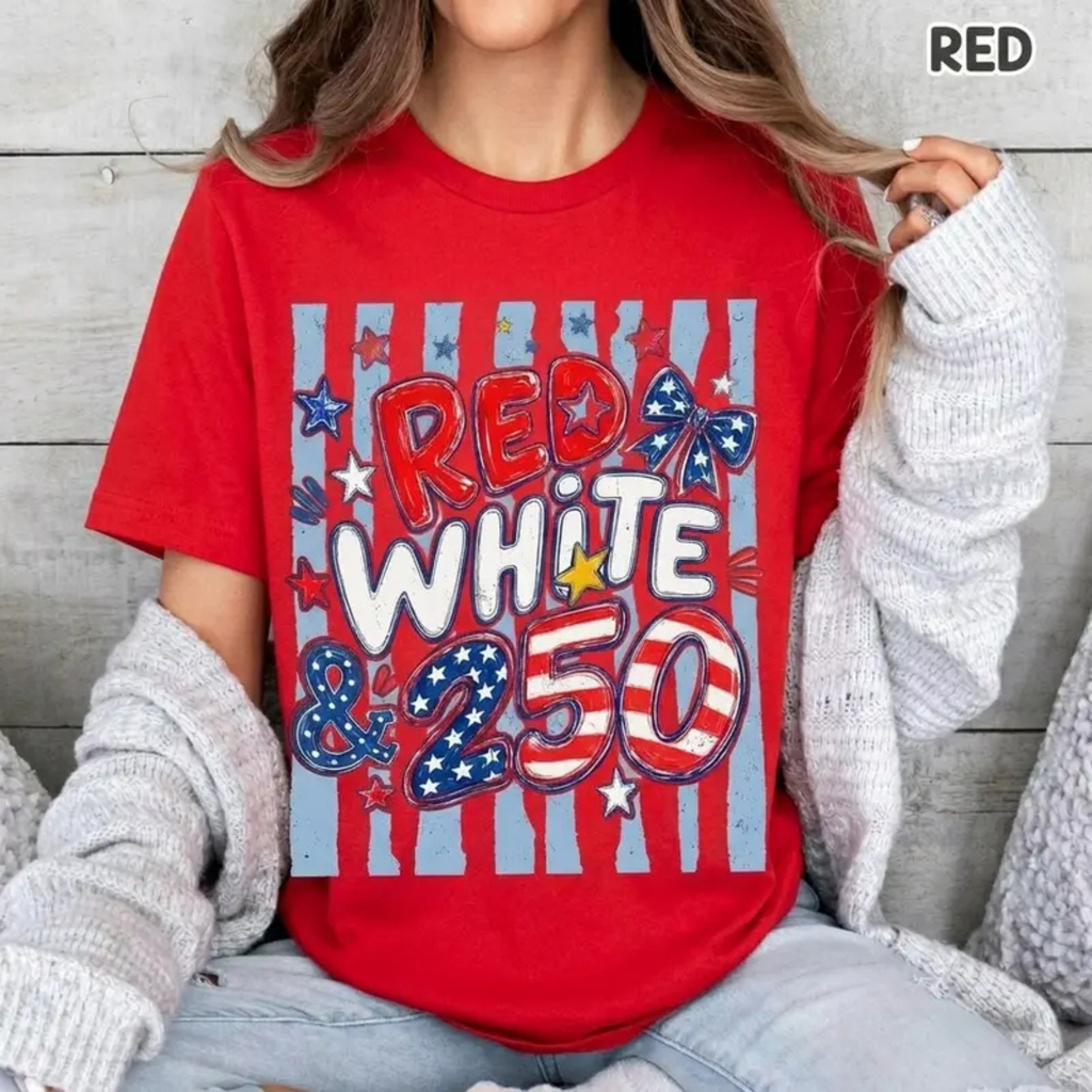 250th Anniversary USA Shirt – Red, White & 250 Patriotic Tee