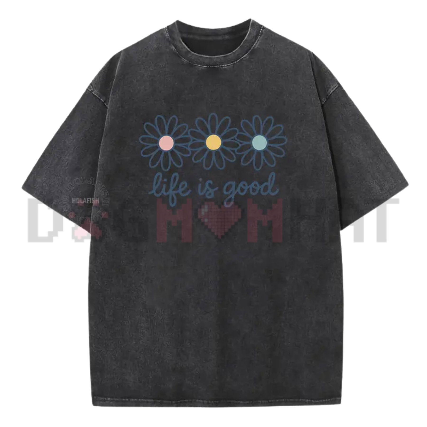 Holafish Acid Wash Daisy Print T-Shirt