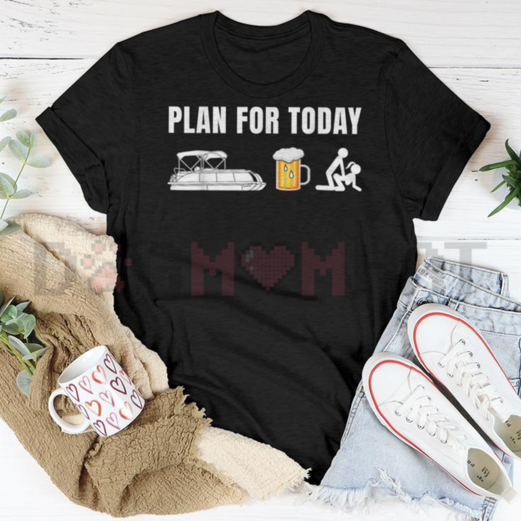 Funny Pontoon Boat "Plan for Today" Beer T-Shirt