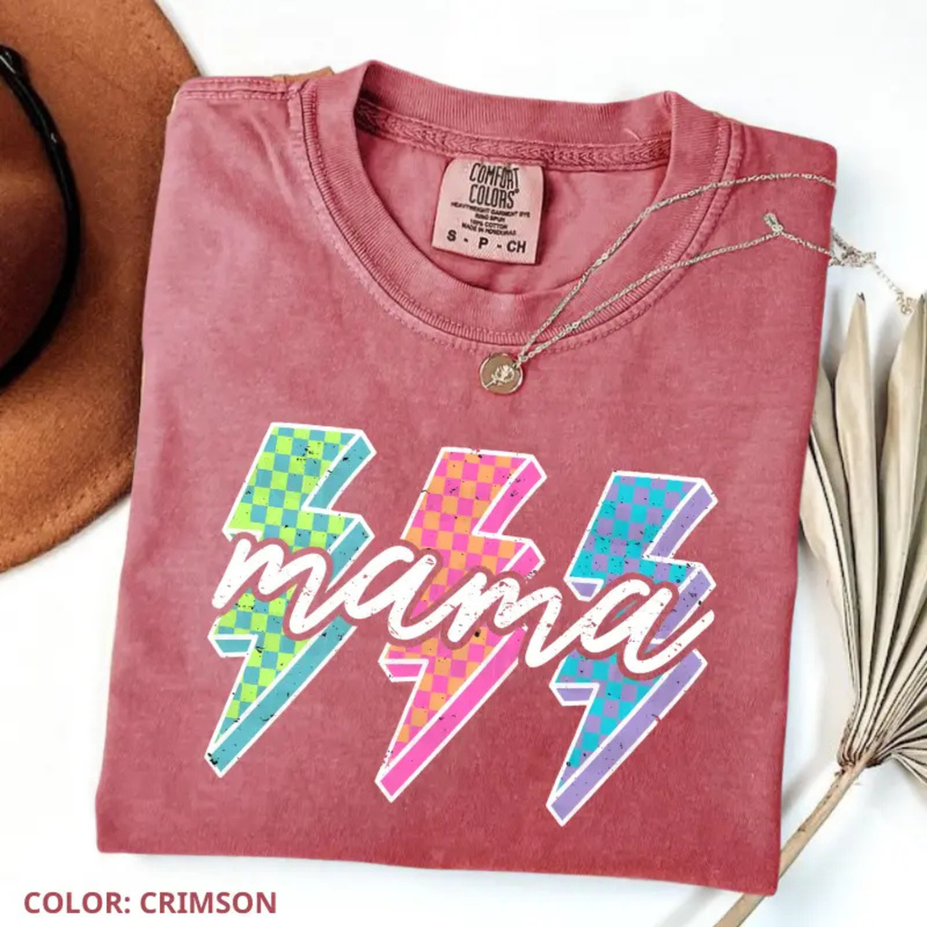 Lightning Checkered Neon Mama T-Shirt
