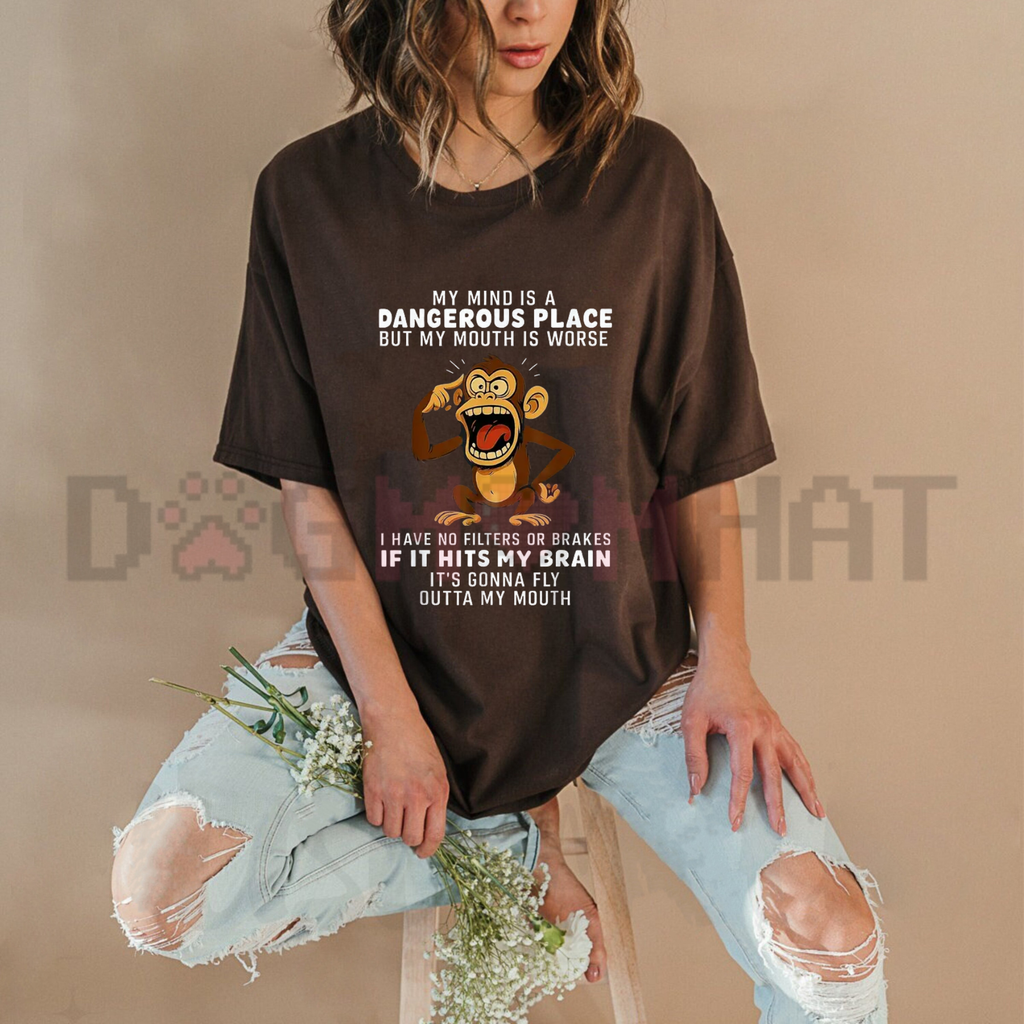 "My Mind Is a Dangerous Place" Slogan T-Shirt