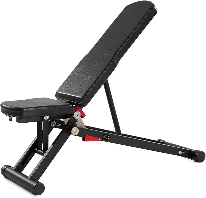 DHT Adjustable Weight Bench for Full Body Workout, Heavy Duty Foldable Bench Press for Home Gym Strength Training, Incline Decline Flat Utility Workout Bench with Fast Adjustment