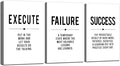 Inspirational Print - Framed Canvas Wall Art Success Quote, Office Wall Art, gift for boss, Positive Motivational Prints, Execute Failure Success Poster (D-3pcs,12x16inchx3pcs)