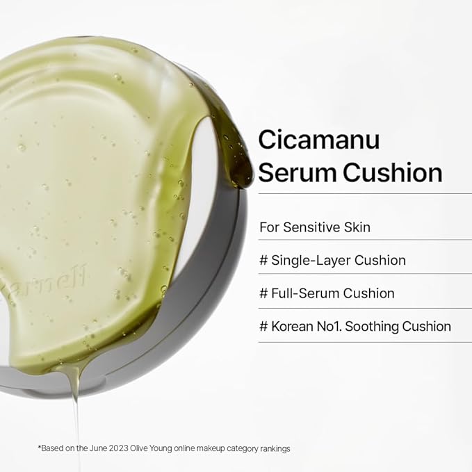 Parnell Cicamanu Serum Cushion 51N Hot Fudge 0.52 fl oz | Hydrating Serum Foundation for Soothing, Pore Blurring & Radiant Glass Skin | Lightweight Korean Cushion for Sensitive Skin | K-Beauty