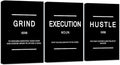Framed Canvas Wall Art Success Quote, Office Wall Art, Black Large Poster, Positive Motivational Set of 3 Prints, Execute Failure Definition, Inspirational Print (B-3pcs,16x24inchx3pcs)