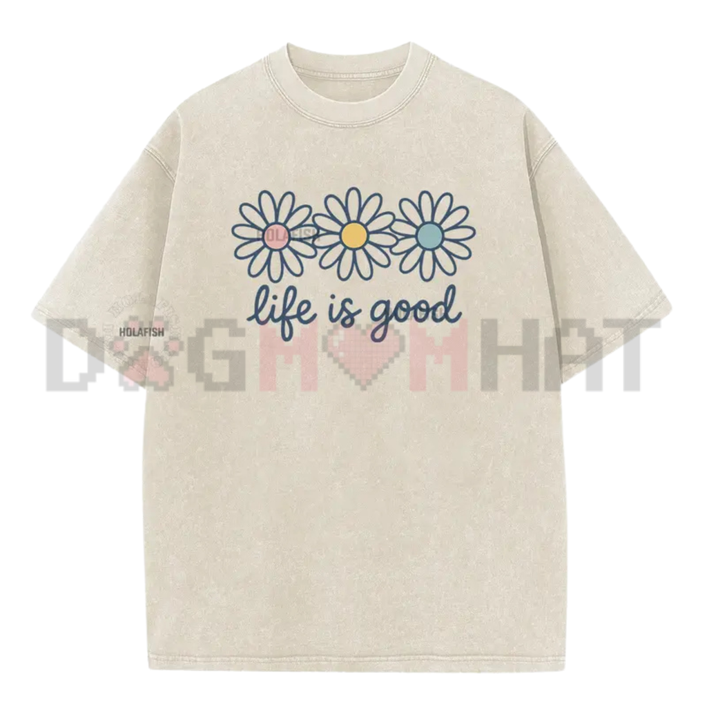 Holafish Acid Wash Daisy Print T-Shirt