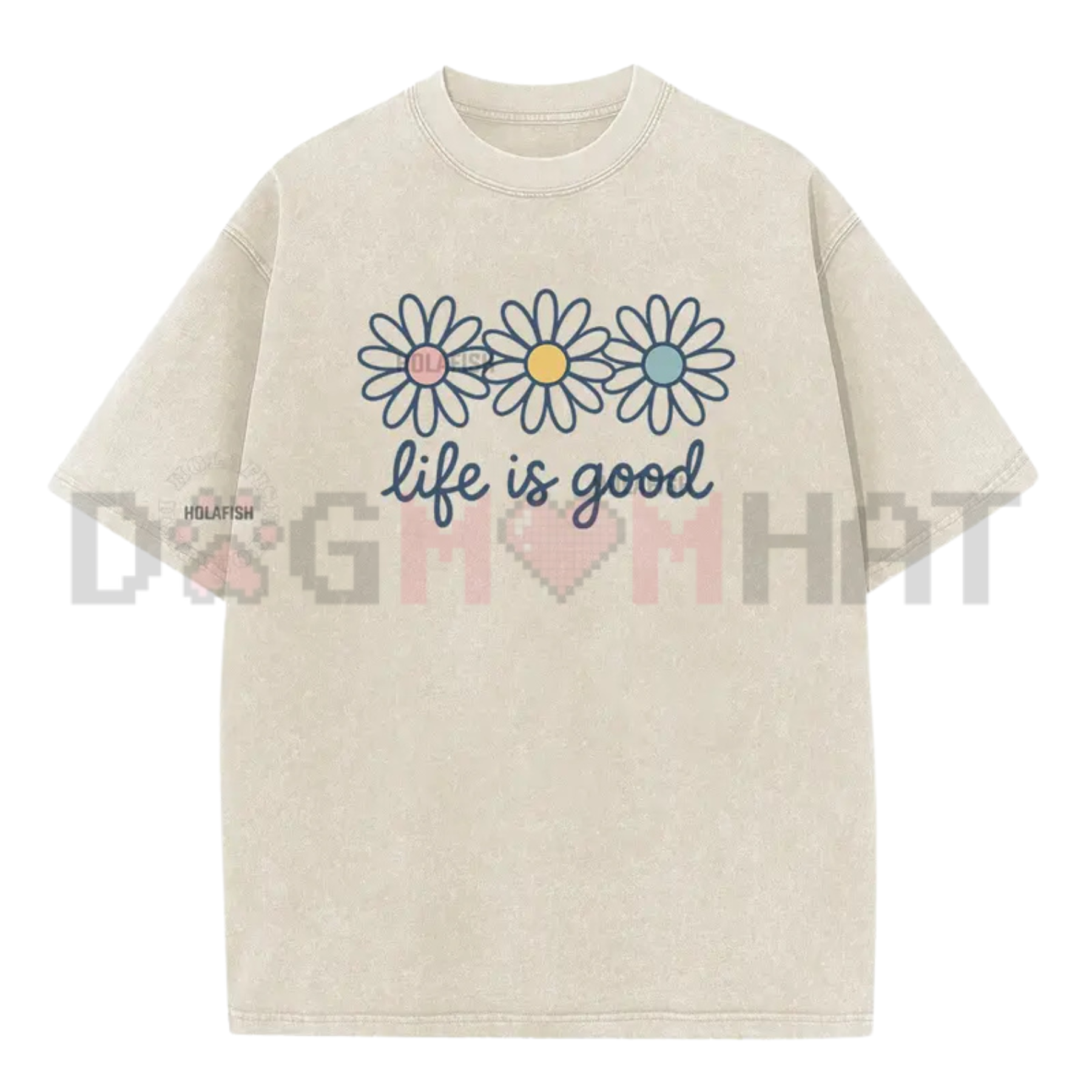 Holafish Acid Wash Daisy Print T-Shirt