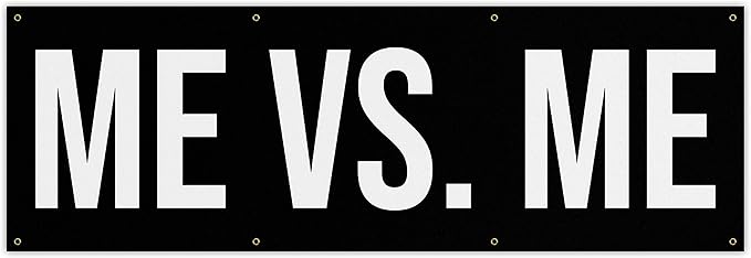 Damdekoli Me Vs Me Banner - Motivational Home Gym Decor - Large Quote Wall Art - Weightlifting - Inspirational (36 x 12 Inches)