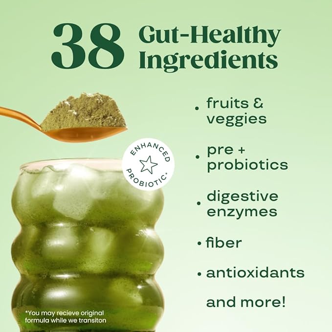 Bloom Nutrition Superfood Greens Powder, Digestive Enzymes with Probiotics and Prebiotics, Gut Health, Bloating Relief for Women, Chlorella, Green Juice Mix with Beet Root Powder, 60 SVG, Original