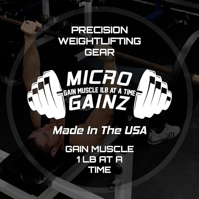 Micro Gainz Calibrated Fractional Weight Plate Set of 2 Plates, Choose Set (.25LB-1.25LB), Designed for Olympic Barbells for Strength Training & Micro Loading Bar Weights, Made in USA