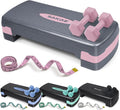 Aerobic Stepper Set with Dumbbells & Measuring Tape, Adjustable Height 2 Level Risers Workout Exercise Step Platform, 4 Colors, the Ultimate Gift for a Joyful Holiday and Merry Christmas