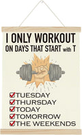 Gym Motivational Posters Funny College Dorm Posters Gifts for Guys Girls Friends I Only Workout on Days That Start with T Gym Flag Wall Art Decor Sign for Home Gym Bedroom Office
