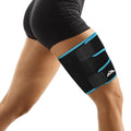 supregear Thigh Wraps Support, Adjustable Compression Neoprene Thigh Sleeve Hamstring Quad Wrap Upper Leg Brace for Women Men Pulled Groin Muscle, Quadriceps, Black + Blue, XL