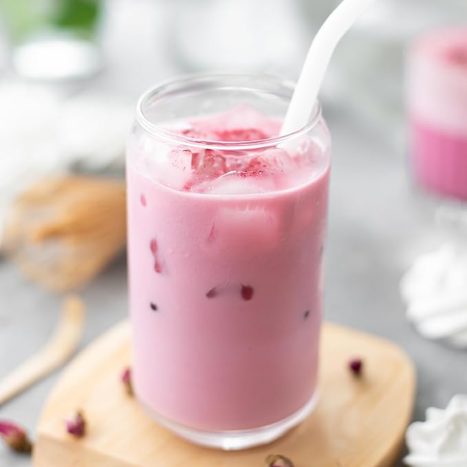 Kuli Kuli Strawberries & Crème Organic Superfood Latte - Strawberry Flavor. Packed with Psyllium Husk for Digestive Support with Hibiscus and Baobab
