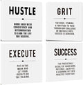 Motivational Grit Success Execute Hustle White Quotes Canvas Wall Art -Inspirational Wall Art Poster Canvas Artwork Picture Print Framed for Home Bedroom-12 x12 x4pcs