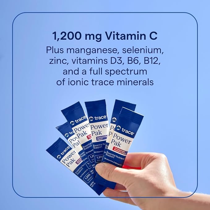 Trace Minerals Power Pak | Electrolyte + Vitamin C, Zinc, Magnesium | Supports Immunity, Hydration & Energy | Lemon Lime, Orange, Grape | 30 ct Variety Pack (3 Flavors)