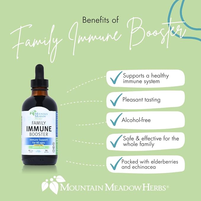 Mountain Meadow Herbs Family Immune Booster Extract with Sambucus Elderberry and Echinacea | Optimal Immune Support for The Whole Family | Tincture, 4 oz