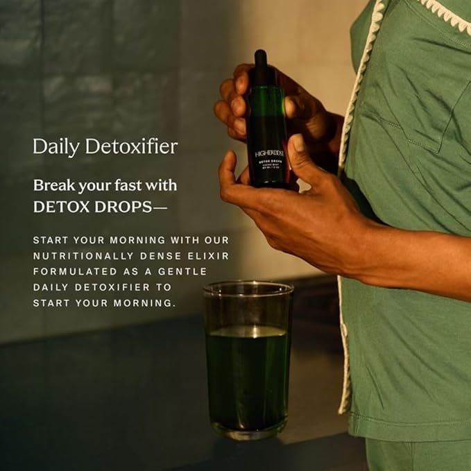 HigherDOSE Detox Drops - Liquid Chlorophyll Water Drops to Support Daily Detox & Boost Skin's Natural Glow - Plant Powered Formula with Milk Thistle, Beetroot Juice, Magnesium & Minerals (2 oz)