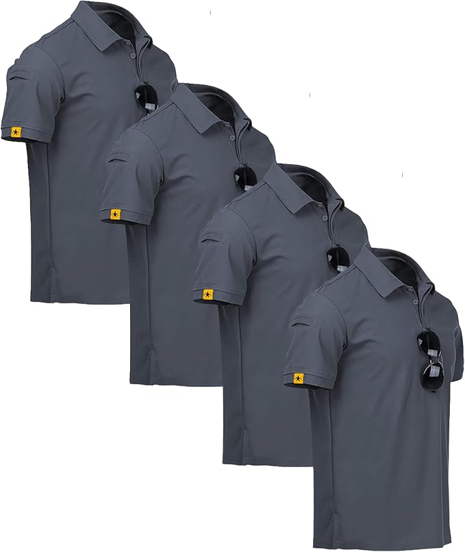 ZITY 4 Pack Mens Polo Shirt Short Sleeve Sports Golf Tennis T-Shirt Athletic Collared Tactical Shirts