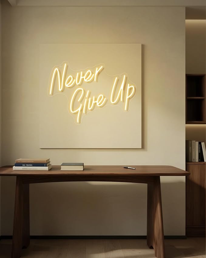 YIKBIK NEVER GIVE UPLED Neon Sign for Wall Decor,Neon Lights Party Decorations, USB Powered Switch Neon Lights lighting adjustable for Office Room, Gym Room, Man Cave, Gamer Room