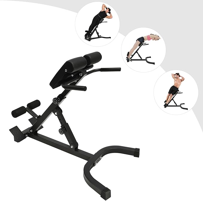 Multi-functional Bench Adjustable Design, Hyper Back Extension Roman Chair with Foldable Storage Design, Ab Sit up Bench for Slimming, Fat-Burning, Strength Training