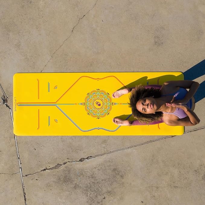 Liforme Printed Yoga Mat Collection - Free Yoga Bag Included - Patented Alignment System, Warrior-like Grip, Non-Slip, Eco-friendly, Sweat-resistant, Long, Wide and Thick for Comfort