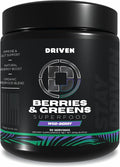 Driven B&G Berries & Greens Superfood Powder, 30 Servings - Organic Plant-Based Formula with Probiotics & Digestive Enzymes -Supports Recovery, Healthy Digestion, and Immune Function
