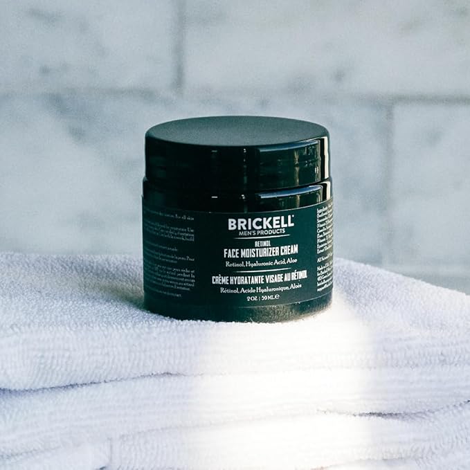 Brickell Men's Retinol Face Moisturizer Cream For Men, Natural & Organic, Anti-Wrinkle Face Night Cream with Retinol & Hyaluronic Acid To Reduce Fine Lines and Even Skin Tone, Fragrance-Free, 2 Ounce