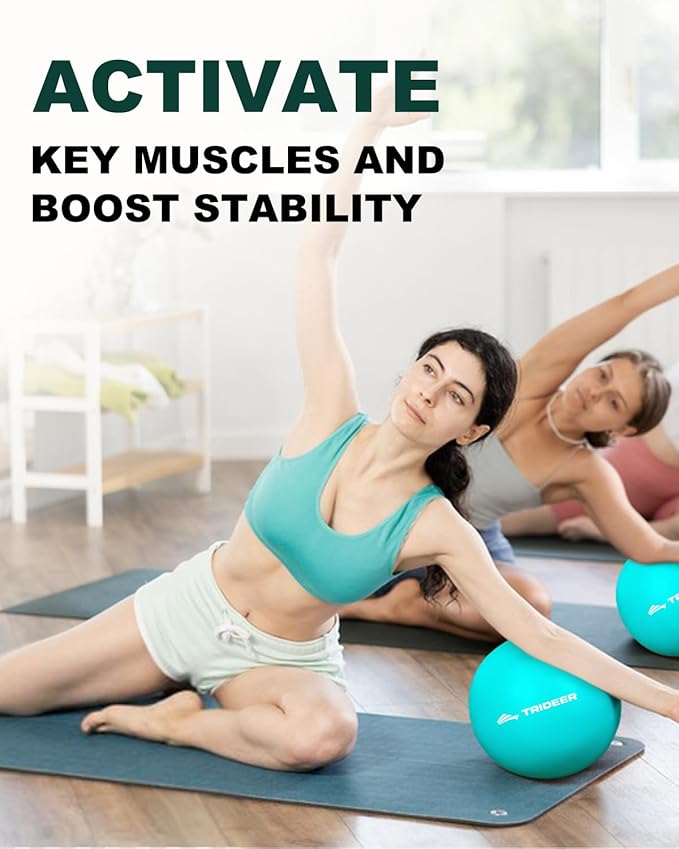 Trideer Pilates Ball 9 Inch, Small Exercise Ball with Exercise Guide for Yoga, Core Training, Physical Therapy, Balance, Stability, Stretching