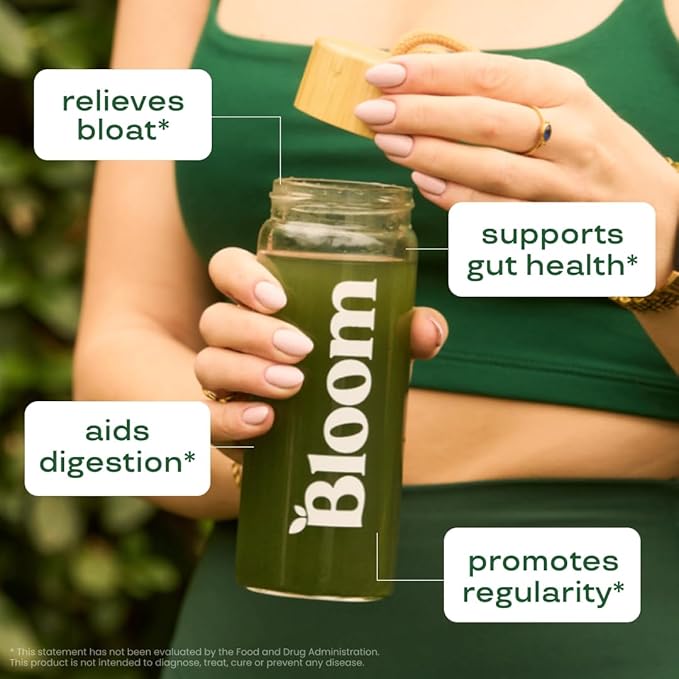 Bloom Nutrition Superfood Greens Powder, Digestive Enzymes with Probiotics and Prebiotics, Gut Health, Bloating Relief for Women, Chlorella, Green Juice Mix with Beet Root Powder, 60 SVG, Original
