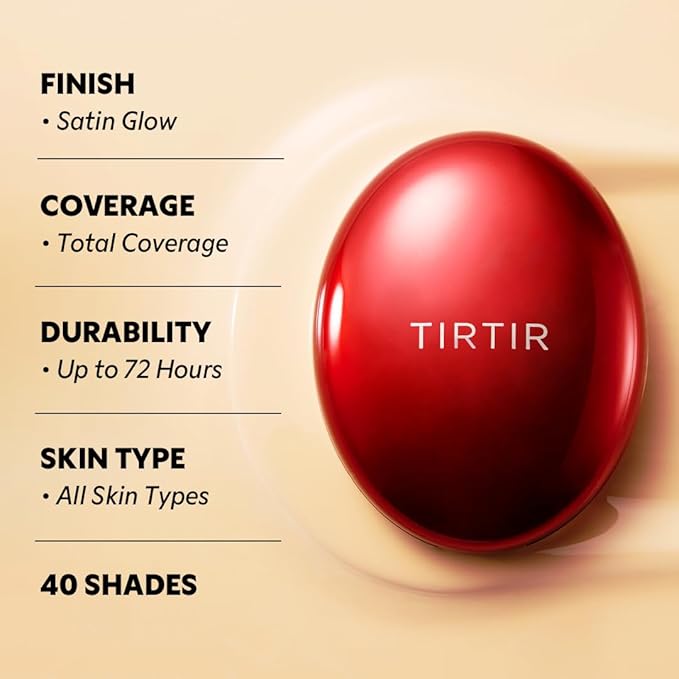 [*Mini Size*] TIRTIR Mask Fit Red Cushion Foundation | Long-Lasting, Lightweight, Buildable Coverage, Semi-Matte Finish, Korean Cushion Foundation (#45W Chestnut, 0.15 Oz)