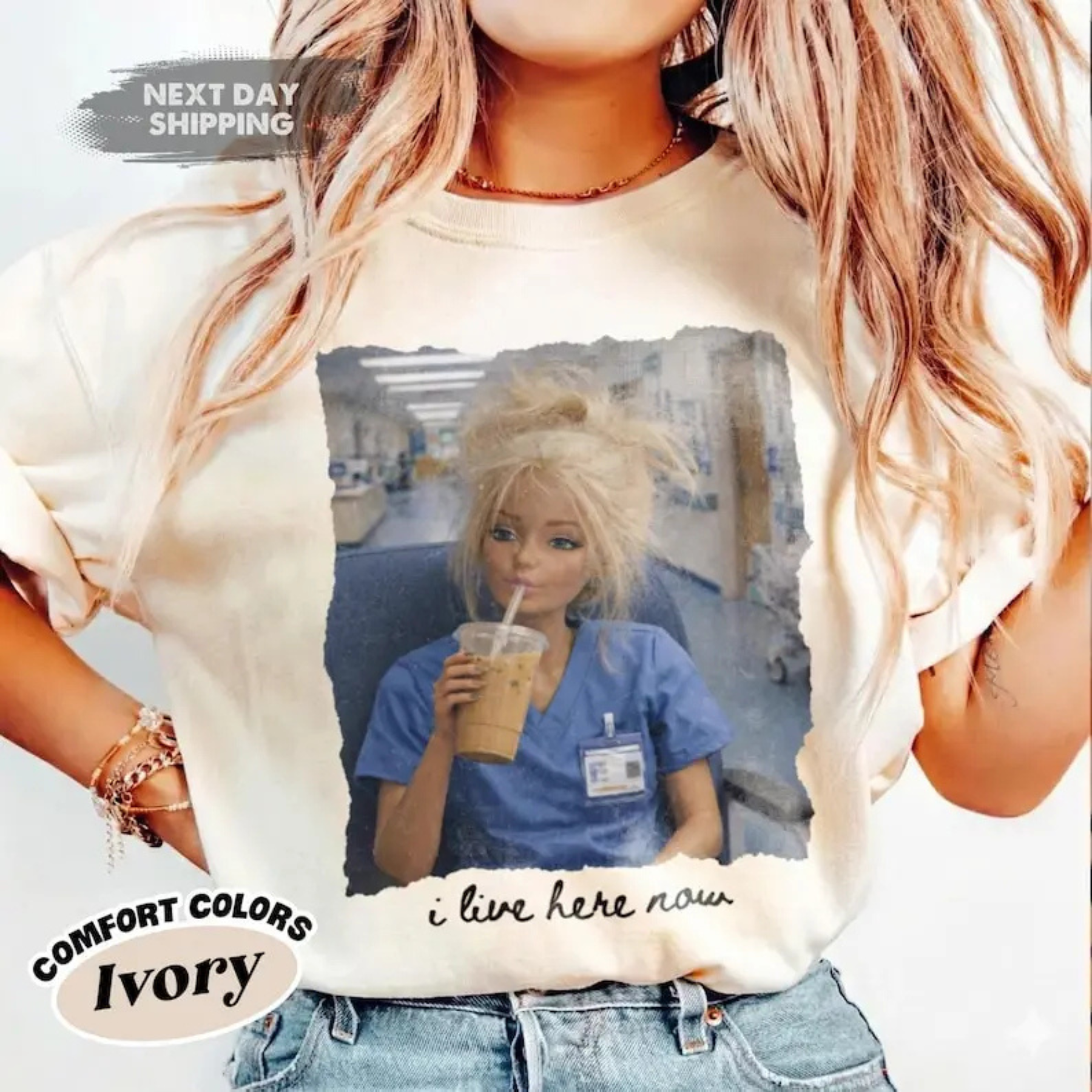 Funny Nurse Doll Shirt – "I Live Here Now" Meme Tee