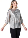 Jm Collection Women's Metallic Pleated Top, Size XXLarge