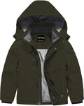 Pursky Boy's Waterproof Ski Jacket Kids Winter Snow Coats Fleece Raincoats Parka