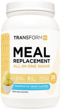 TransformHQ Meal Replacement Shake Powder 28 Servings (Pineapple Ice Cream Flavored) - Gluten Free, Non-GMO