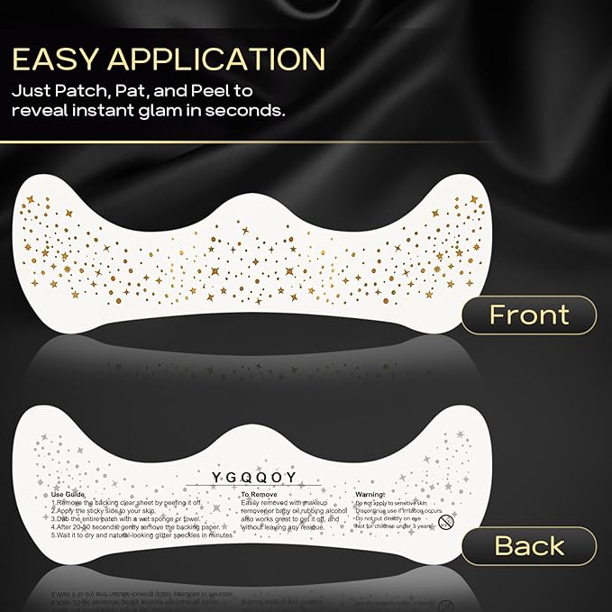 Glitter Freckles Face Tattoo - Sparkle Makeup Patches, Gold Face Glitter Speckles, 4pcs
