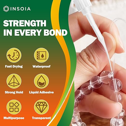 Bracelet Jewelry Glue for Elastic String, 20g Clear Elastic Knot Fixing Drip Adhesive for Bracelet String, Clay Beads, Rhinestones, Jewelry Making Kit ??Waterproof, Flexible, Non-Toxic Craft Glue